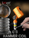 Lookah Hammer Coil device with a hand using a tool on a dark background