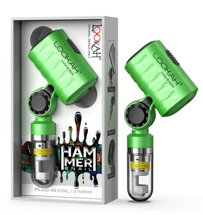 Green vape device with 'LOOKAH' branding on a white background