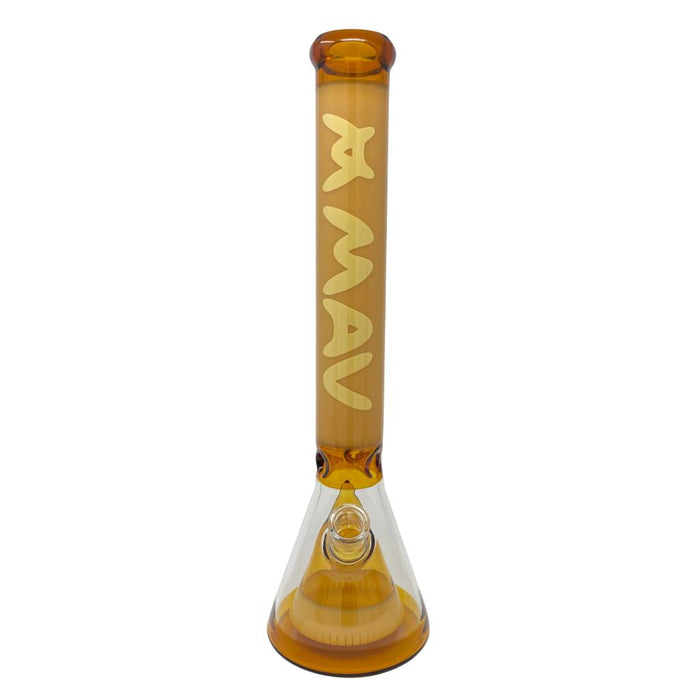 MAV Glass 18" Beaker Bong Pyramid Perc Gold / Butter