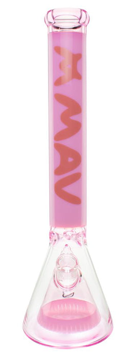 MAV Glass 18" Beaker Bong Pyramid Perc Milky Pink