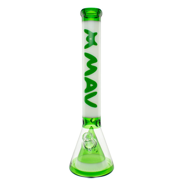MAV Glass 18" Beaker Bong Pyramid Perc White / Green