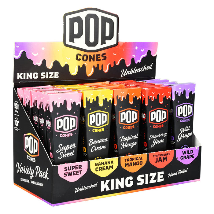 POP Cones Unbleached Assorted Flavors Display 25 Packs