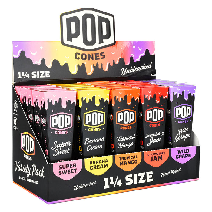 POP Cones Unbleached Assorted Flavors Display 25 Packs