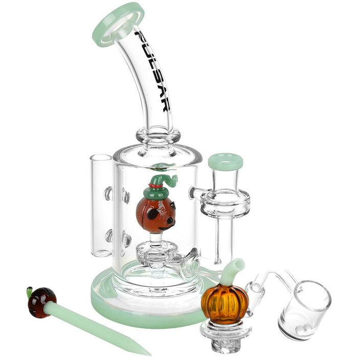 Pulsar Pumpkin Glass Dab Rig Set with dabber and carb cap