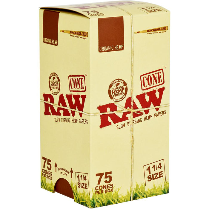 RAW Organic Cones 75 Count Bulk Box 1 1/4