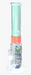 Turquoise and pink water pipe with decorative elements on a white background