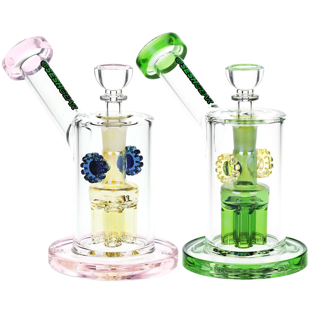 SeshGear Steampunk Gears Fumed Perc Glass Dab Rig — Kush Cargo