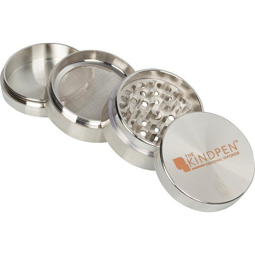 Metallic grinder with 'The Kindpen' logo on a white background