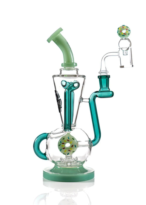 Toxic Glass Donut Recycler Dab Rig 8"