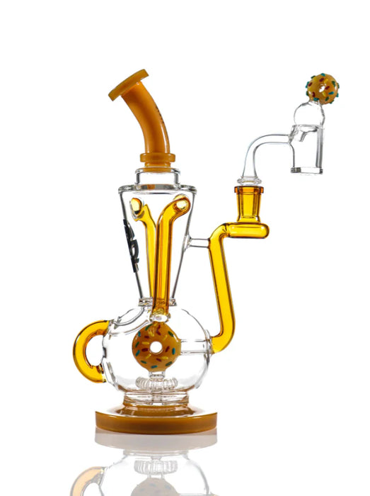 Toxic Glass Donut Recycler Dab Rig 8"