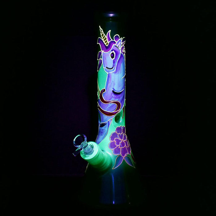 Glow In The Dark 13.5" Unicorn Water Pipe
