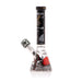 Glass smoking device with artistic design on a white background