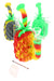 Colorful pineapple-shaped drink stirrers with a straw on a white background