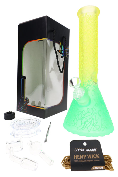 Kush Cargo Glass Beaker Bong Gift Set