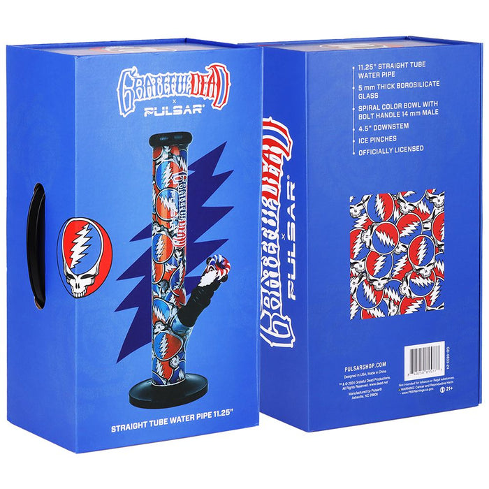 The Grateful Dead x Pulsar Inside Print Straight Tube Glass Water Pipe | 11.25" | 14mm F