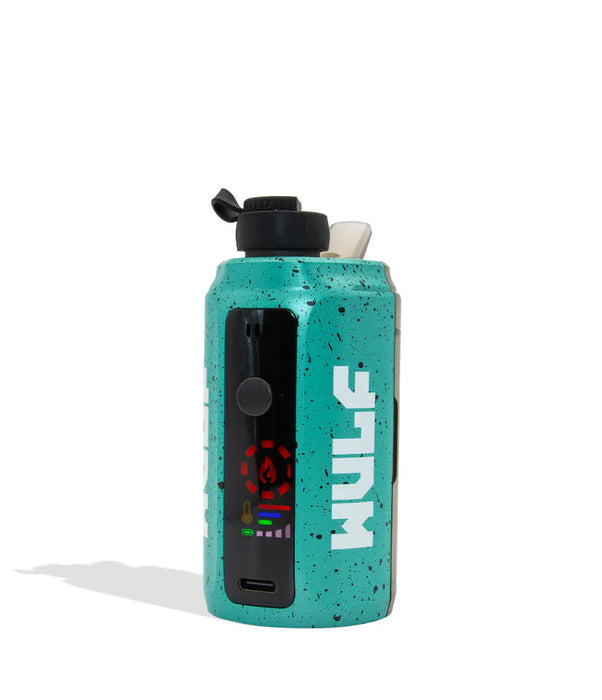 Turquoise vape device with 'Wulf' branding on a white background