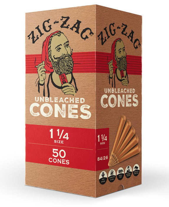 Zig Zag Unbleached Pre-Rolled Cones Mini Bulk 50 Pack - 1 1/4