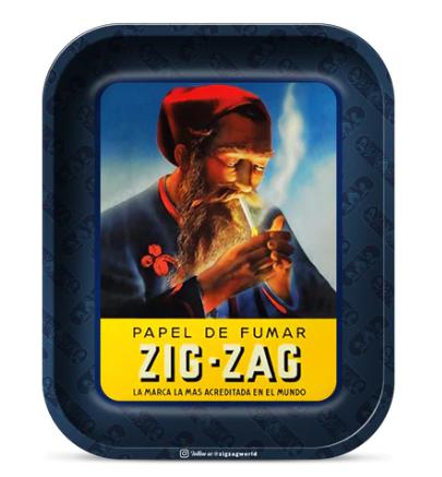 Zig Zag Metal Rolling Tray Vintage Blue 13x10