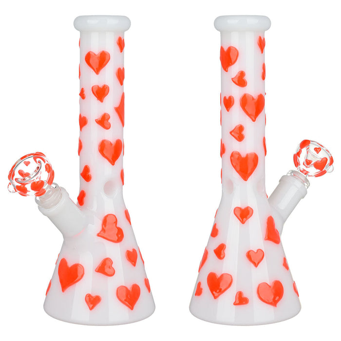 Valentines Day Heart Glow In The Dark Beaker Water Pipe
