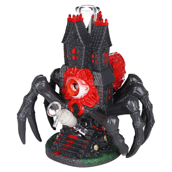 Kush Cargo Spider Haunted House Glass & Vinyl Water Pipe 10.25"
