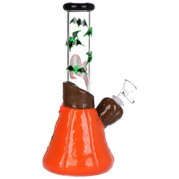 Bats 'n' Ghouls Jack-O-Lantern Glow in Dark Glass Water Pipe