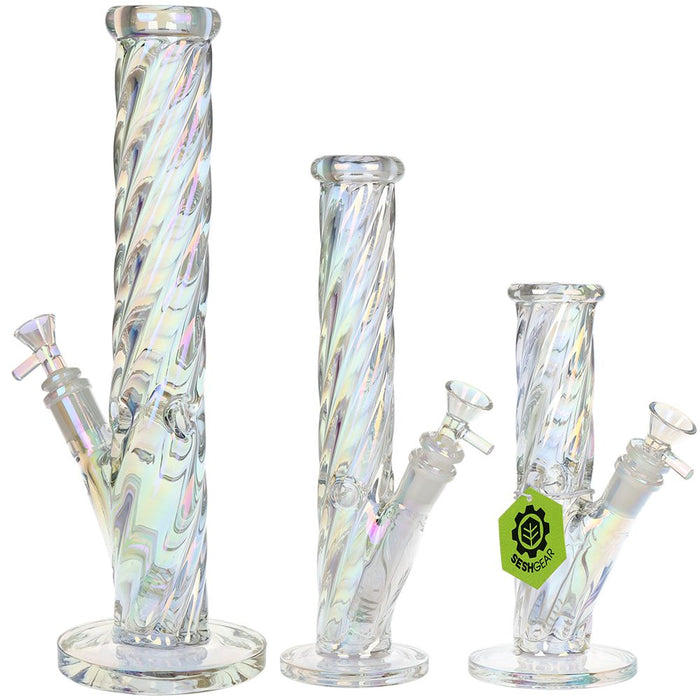 SeshGear Twist Straight Tube Glass Water Pipe 13.75"