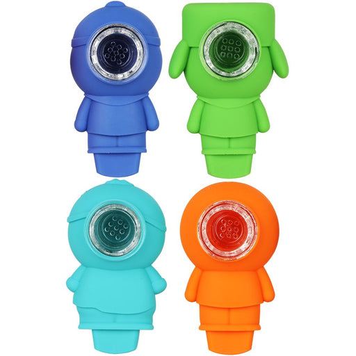 Four astronaut-shaped night lights in blue, green, turquoise, and orange, arranged in a 2x2 grid on a white background.