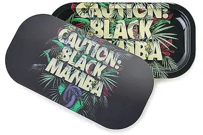 Slim 3D Holographic Rolling Tray With Lid - Black Mamba