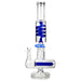 Clear glass water pipe with blue interior on a white background