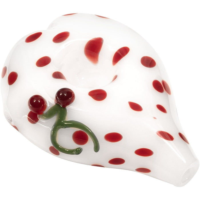 White Heart-Shaped Glass Hand Pipe with Red Polka Dots