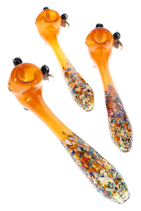 Kush Cargo Gold Fumed Confetti Bee Glass 7.5″ Sherlock Pipe