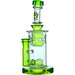 Green glass water pipe with a logo on a white background