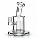 Clear glass water pipe with a cylindrical chamber, side bowl, and neck joint, featuring a black paw print logo with the text 'Pawlar' on the neck, set against a plain white background.