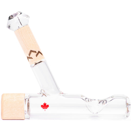 Canada Puffin Chalet Steamroller dry glass pipe accented with genuine Canadian Maple wood