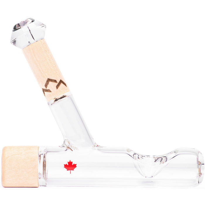 Canada Puffin Chalet Steamroller dry glass pipe accented with genuine Canadian Maple wood