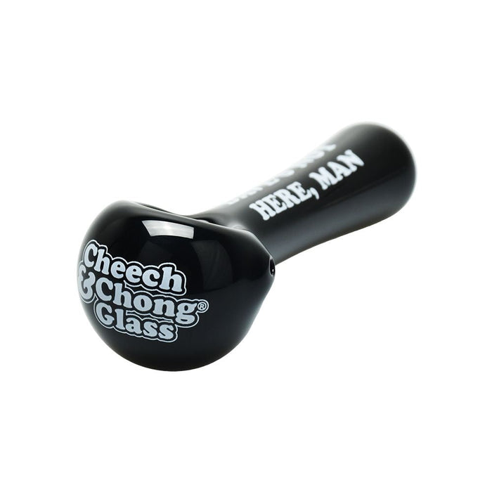 Black smoking pipe with 'Cheech & Chong Glass' branding on a white background