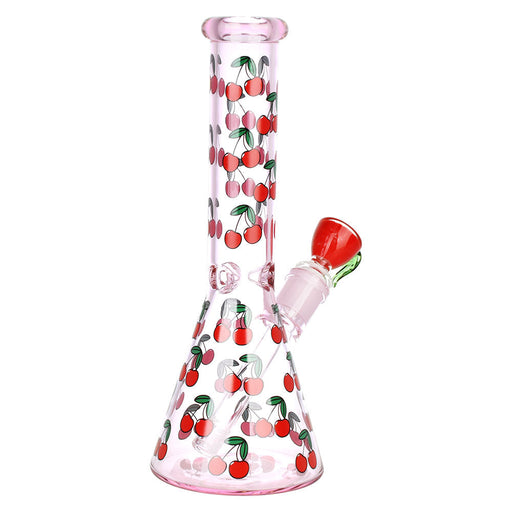 Side View of Pink Cherries Beaker Bong