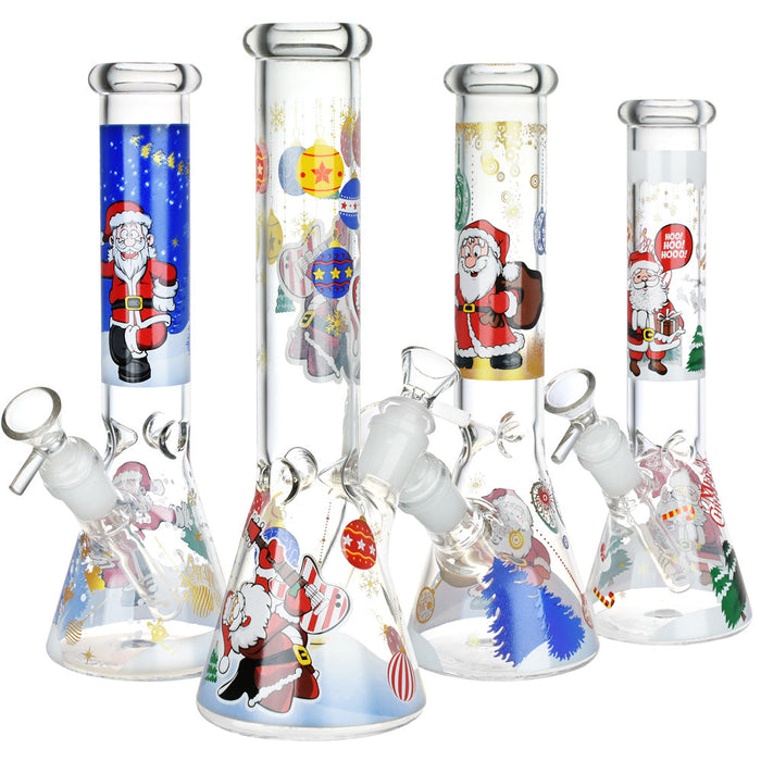 Assorted Designs of Christmas Themed Glass Water Pipes