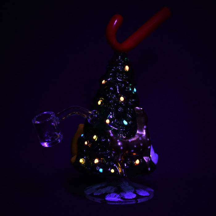 Christmas Tree Candy Cane Dab Rig Glowing in the Dark