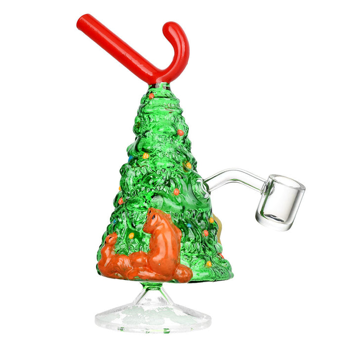Side View of Christmas Tree Candy Cane Glass Dab Rig