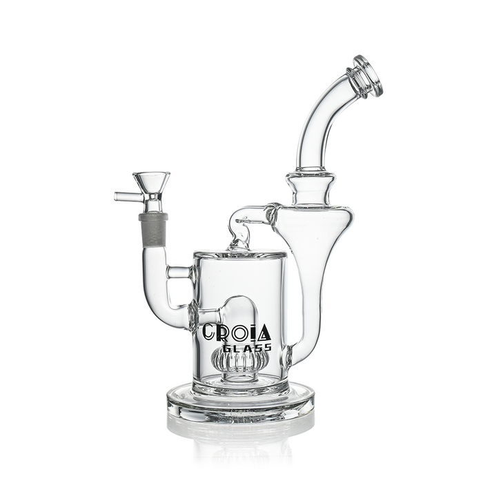 Croia Glass 10" Hourglass Recycler Bong with Crown Perc