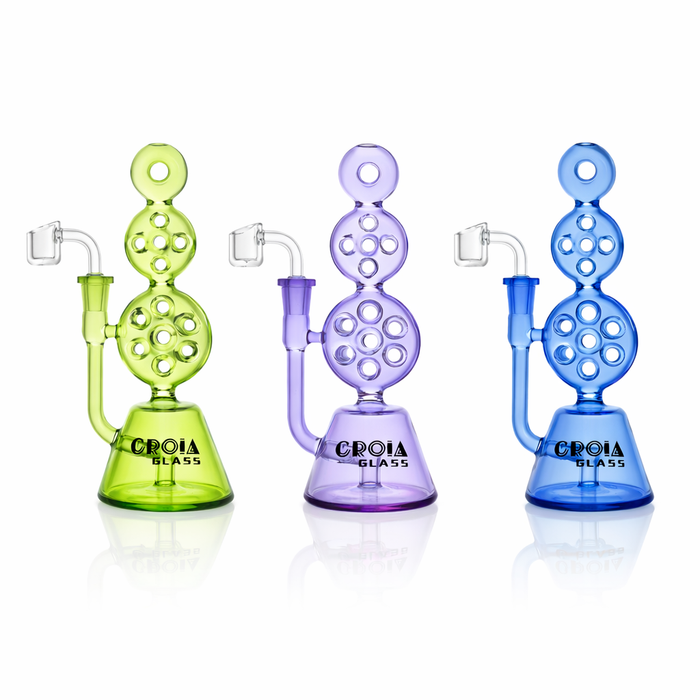 Croia Glass 8" Triple Stack Swiss Perc Recycler Dab Rig