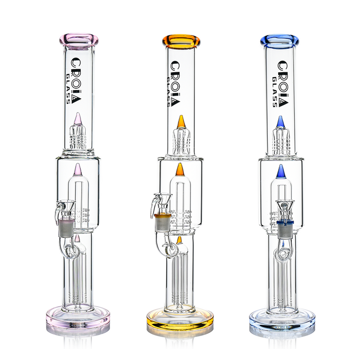 Croia Glass 16" Triple Rocket-Perc Scientific Glass Bong