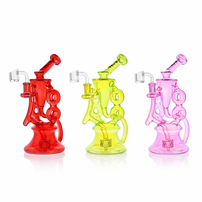 Croia Glass 10" Symmetrical Quad-Donut Klein Recycler Dab Rig