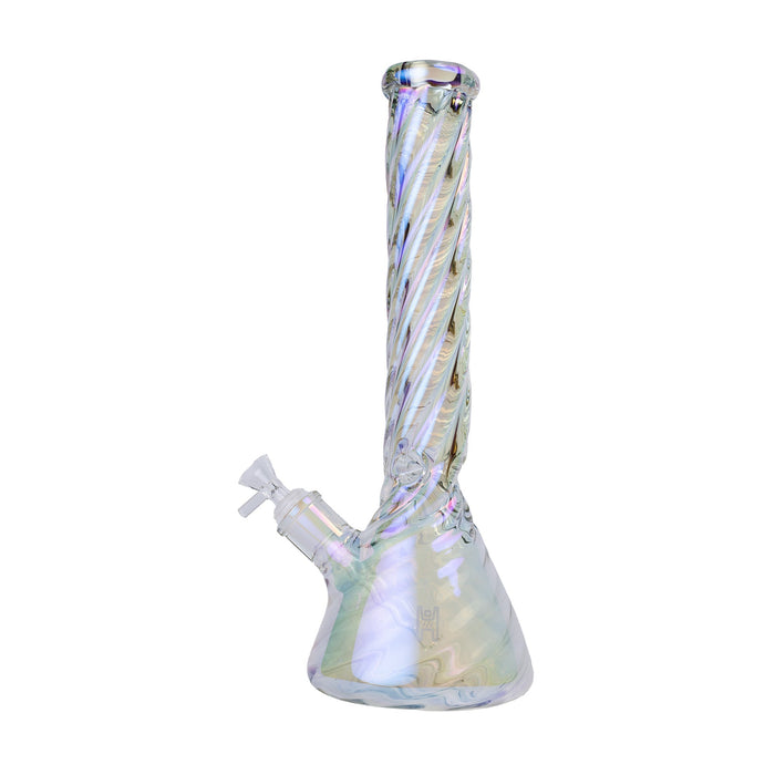 Human Grade Twisted Iridescent Beaker Water Pipe
