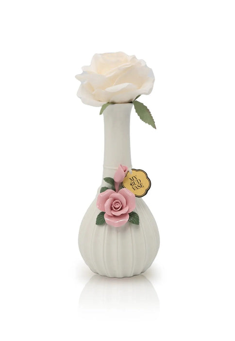 Decorative vase with flowers on a white background