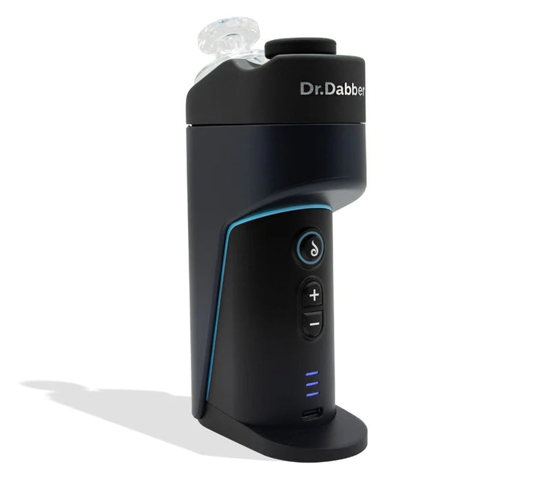 Black handheld device with 'Dr. Dabber' branding on a white background