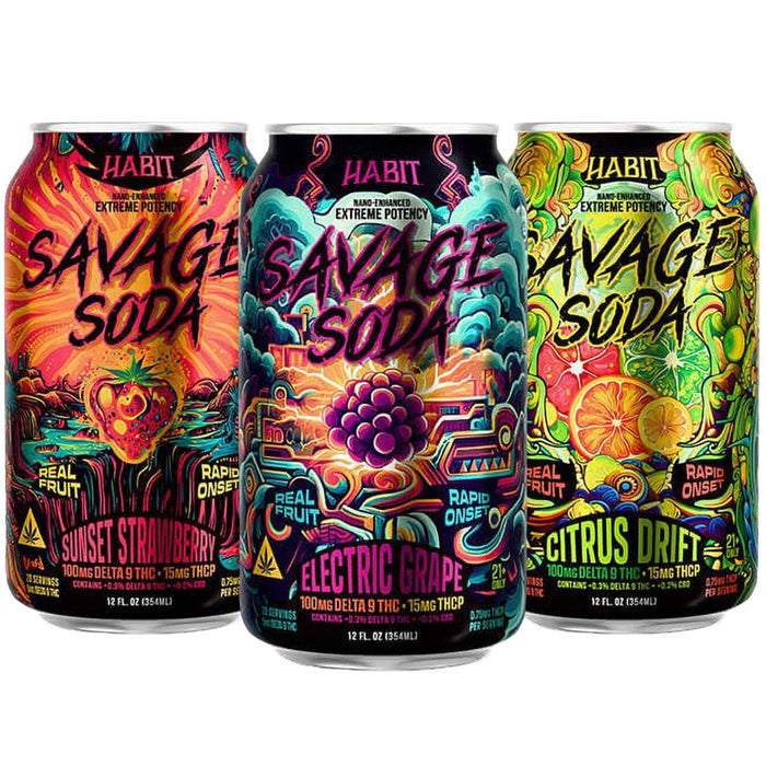 Habit D9 + THCP Savage Soda | 12oz | 100mg D9 + 15mg THCP | 6 Pack