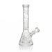 Clear glass water pipe with a white background