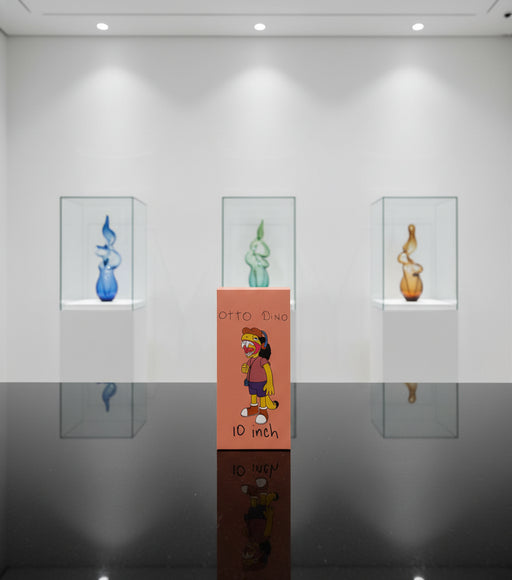 Card with cartoon dinosaur character and 'OTTO DINO' branding on a pink background